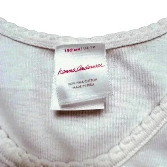 🦩Hanna Andersson Girls White Tank Top Size 12 Sleeveless Casual - Picture 4 of 4